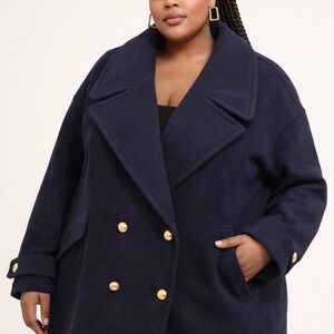 Women’s Navy Double-Breasted Coat Size XXL NWT
